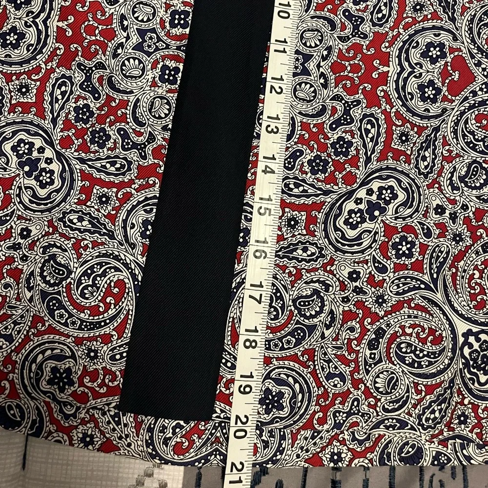 Brooks Brothers Silk Navy and Red Paisley Print Skirt Corpcore Office Luxury - Picture 5 of 9